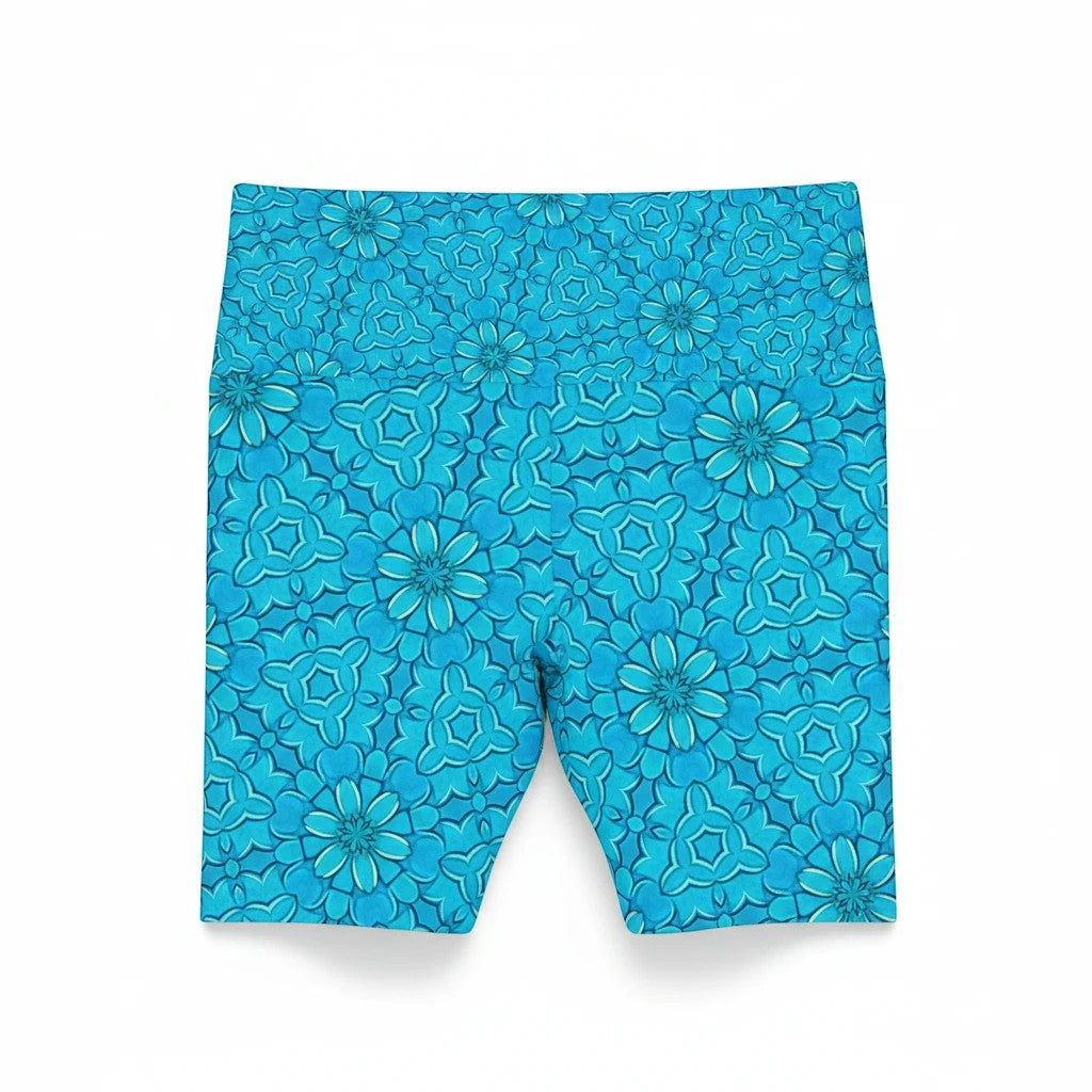 Groovy Turquoise Women's Workout Shorts - Perfect for Active Days and Summer Vibes
