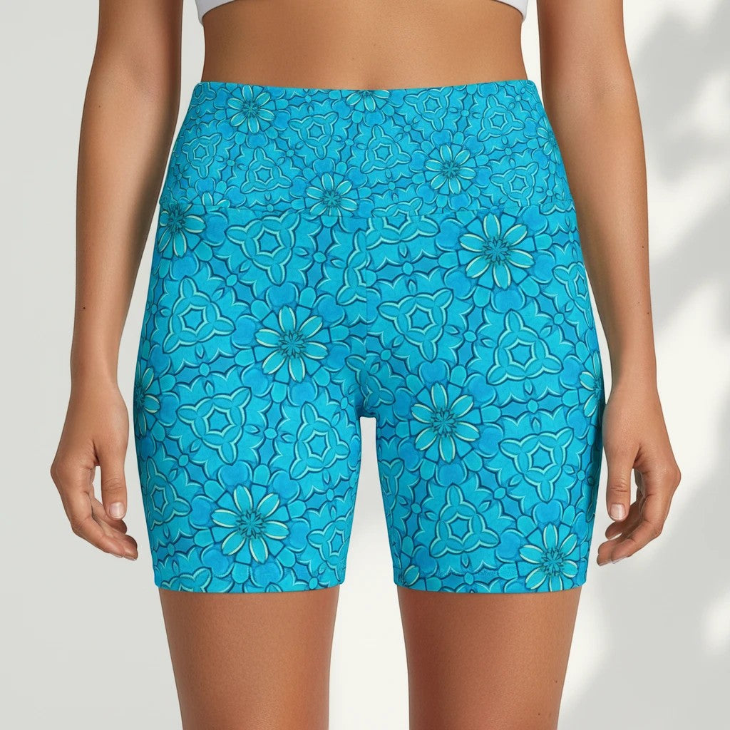 Groovy Turquoise Women's Workout Shorts - Perfect for Active Days and Summer Vibes