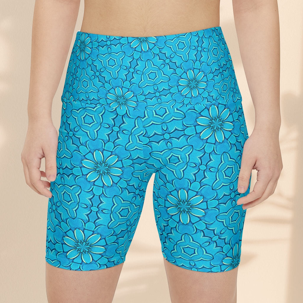 Groovy Turquoise Women's Workout Shorts - Perfect for Active Days and Summer Vibes