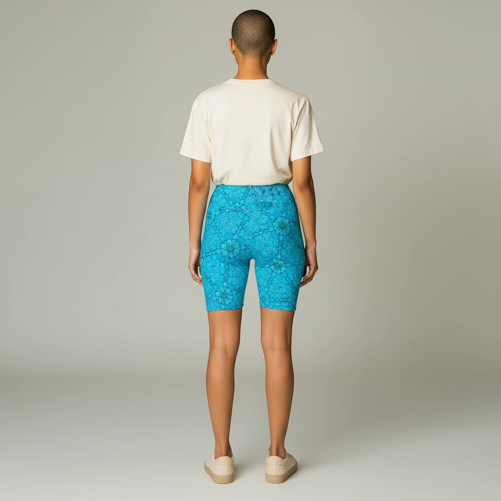 Groovy Turquoise Women's Workout Shorts - Perfect for Active Days and Summer Vibes