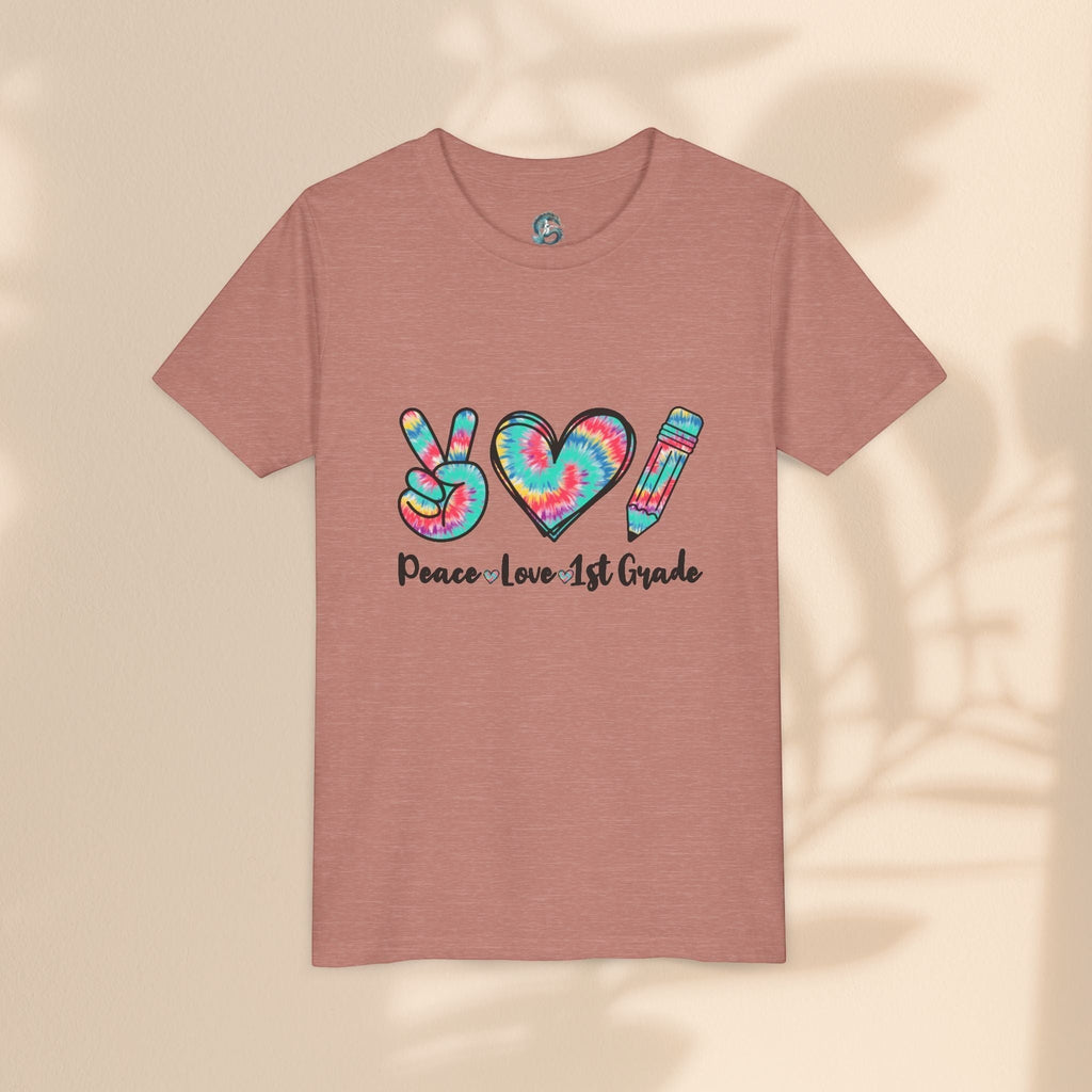 Peace Love 1st Grade Youth Tee, Back to School Outfit