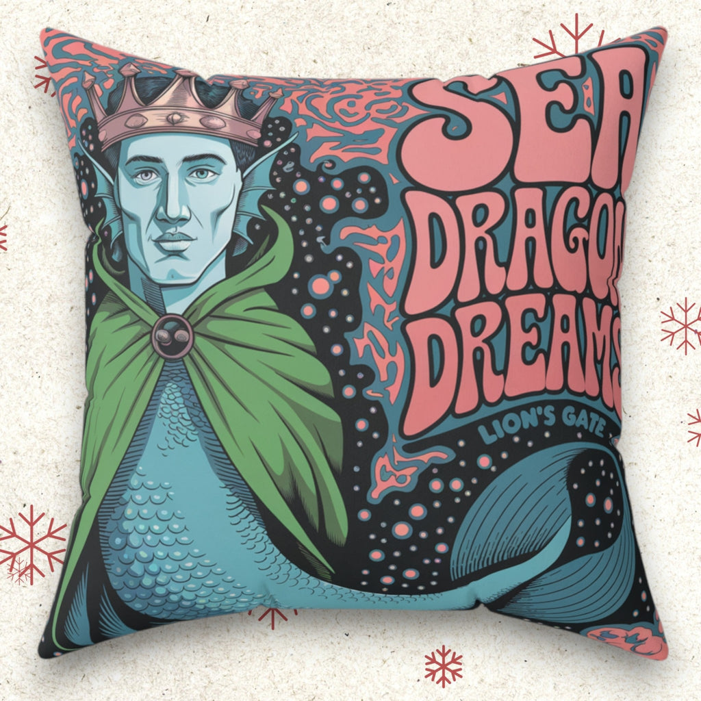 Faux Suede Square Pillow - Sea Dragon Dreams