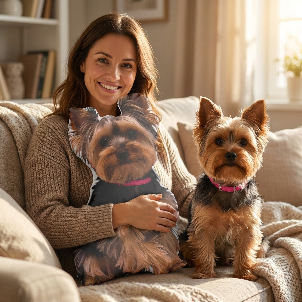 Custom Shaped Pillows - Yorkshire Terrier Lucky